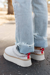 Isabella Suede Contrast Slippers : White / 41