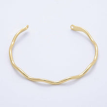 Load image into Gallery viewer, 16K Gold Filled 4mm Minimalist Wavy Half Cuff Bracelet Finding for Bangle Supply | WA-04422