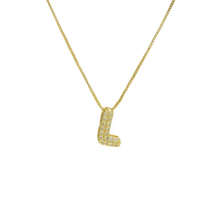 Mini CZ Initial Necklace with charms: J Initial & Necklace