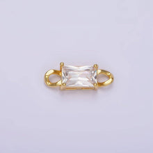 Load image into Gallery viewer, 24K Gold Filled Clear CZ Baguette Curb Link Loop Connector | G798