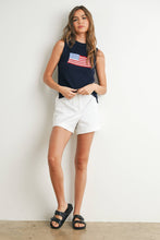 Load image into Gallery viewer, Flag Print Knitted Sleeveless Sweater - BMW7749: NAVY MULTI / M