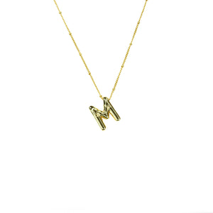 Initial Balloon Bubble Gold Necklace: G / GOLD SMOOTH