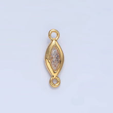 Load image into Gallery viewer, 24K Gold Filled Clear CZ Marquise Bezel Connector | F667