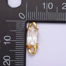 Load image into Gallery viewer, 24K Gold Filled Clear CZ Baguette Curb Link Loop Connector | G798