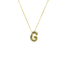 Load image into Gallery viewer, Initial Balloon Bubble Gold Necklace: V / GOLD SMOOTH