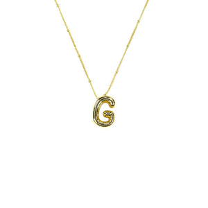 Initial Balloon Bubble Gold Necklace: G / GOLD SMOOTH