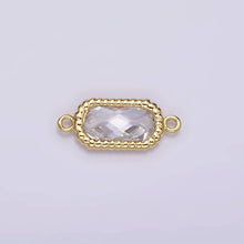 Load image into Gallery viewer, 14K Gold Filled Clear Oval CZ Multifaceted Braided Bezel Connector | G793
