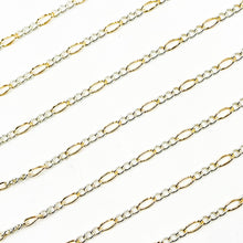Load image into Gallery viewer, 2431CTT. Gold Filled and Sterling Silver Figaro Style Chain: 1 Ft. / 5.1mm-6mm / Figaro