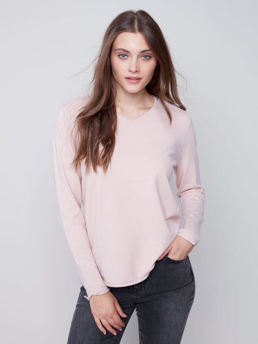 Charlie B. Powder Pink V-Neck Sweater