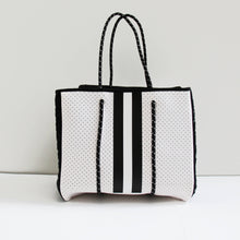 Load image into Gallery viewer, The Ella Neoprene Tote white with Black Wovens sides