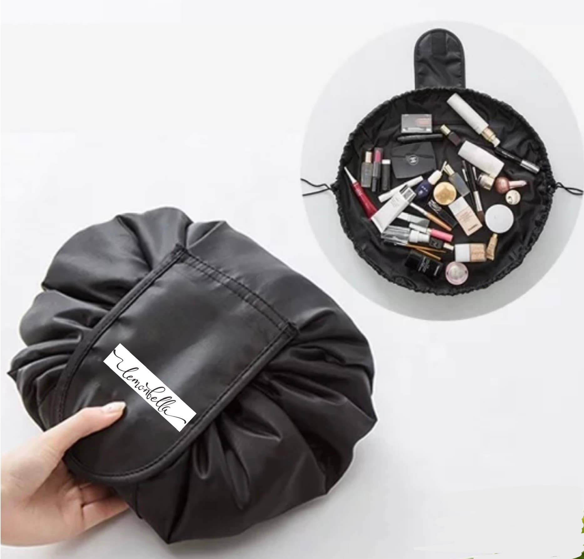 Lemonbella Cosmetic Black Cinch Sack With Flap - Thumbnail 2