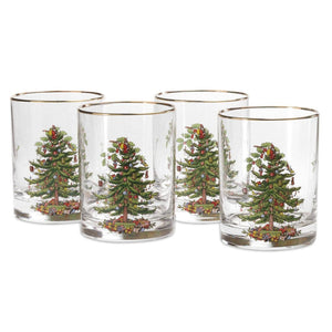 Spode Christmas Tree Set of 4 Double Old Fashioneds