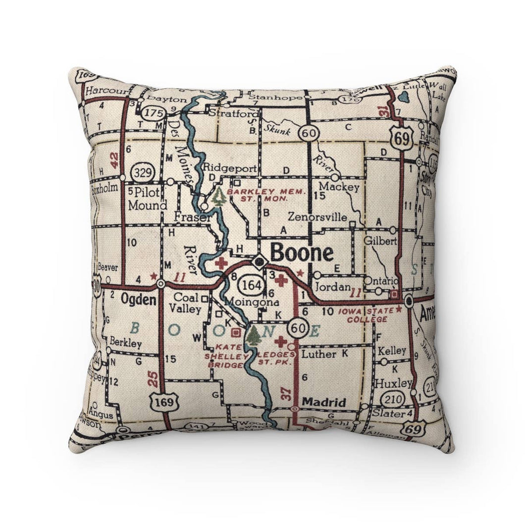 Boone, Iowa Map Pillow