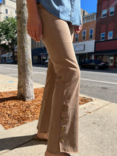 Load image into Gallery viewer, Charlie B. Flared Pants w/ Side Buttons - Chestnut