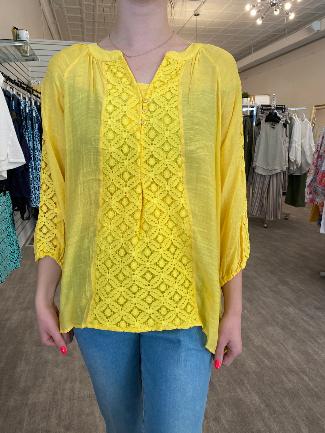 3/4 Sleeve MariGold Lace Top- Multiples