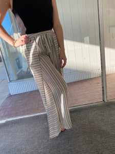 Taupe Striped Flow Wrap Pants