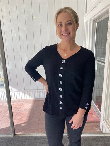 Black Pucker Gauze Top