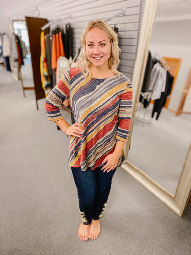 Azalia 3/4 Sleeve Print Top