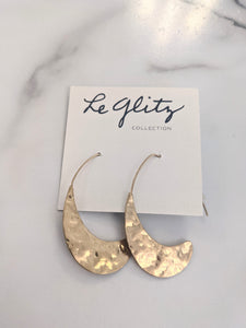 Gold Hammered Pull Through Earrings