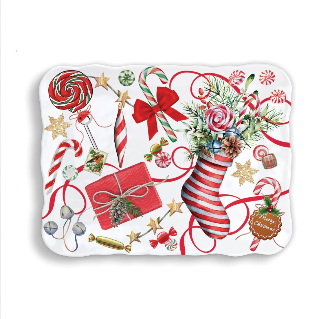 Peppermint Melamine Serveware Cookie Plate
