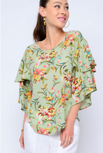 Load image into Gallery viewer, Ivy Jane Flouncy Floral Sleeve Top