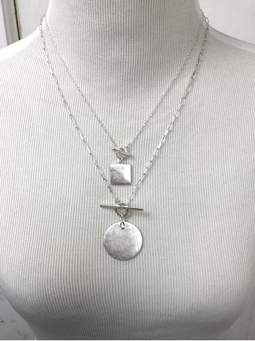 Silver Coin Layered Necklace