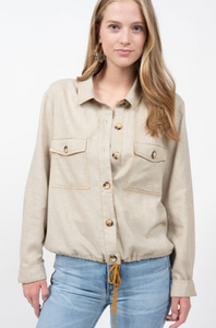 Ivy Jane Drawstring Linen Shirt Jacket