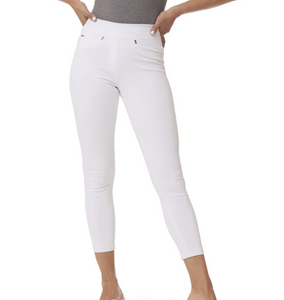 Wide Elastic Pull On Crop Jegging - White