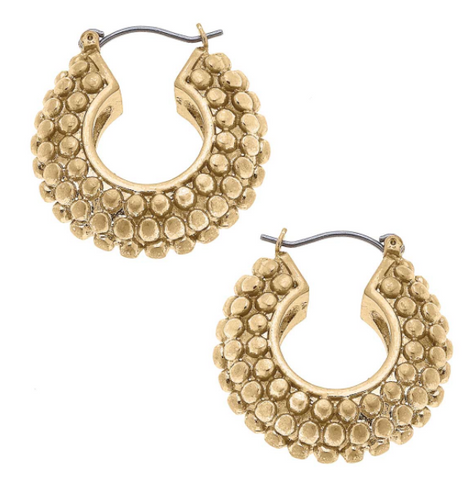 Harmony Textured Hoop Earrings - Worn Gold