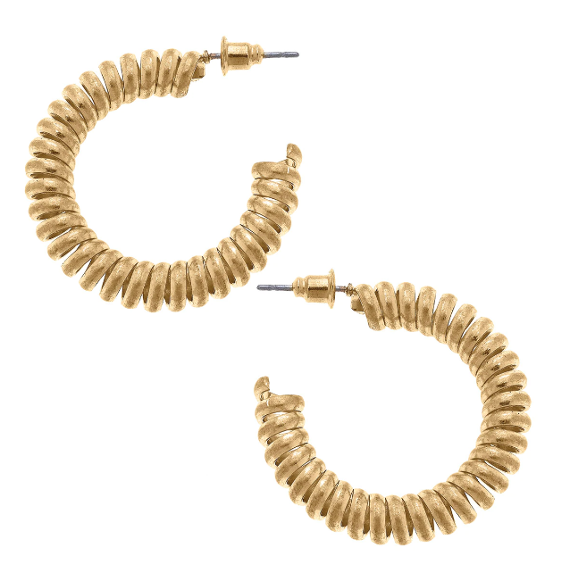 Thea Coiled Hoop Earrings - Worn Gold