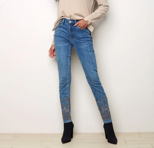 Charlie B. Jeans with Embroidered Hem