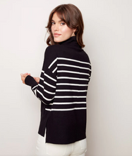Load image into Gallery viewer, Charlie B. Striped Funnel Neck Sweater