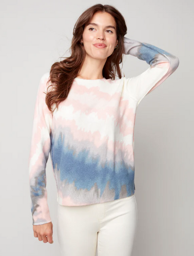 Charlie B. Reversible Printed Sweater- Woodrose