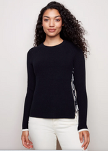 Load image into Gallery viewer, Charlie B. Crew Neck Sweater with Alphabet Detail - Black