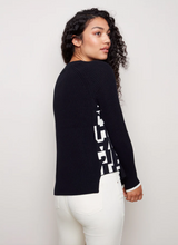 Load image into Gallery viewer, Charlie B. Crew Neck Sweater with Alphabet Detail - Black