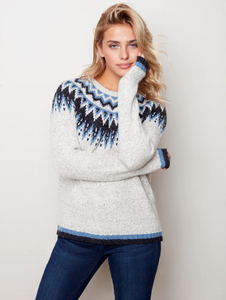 Charlie B. Jacquard Knit Sweater - Denim