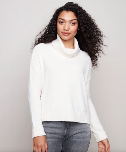 Charlie B. Side Fringe Turtleneck Sweater Style
