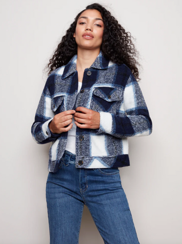 Charlie B. Plaid Wool Short Jacket
