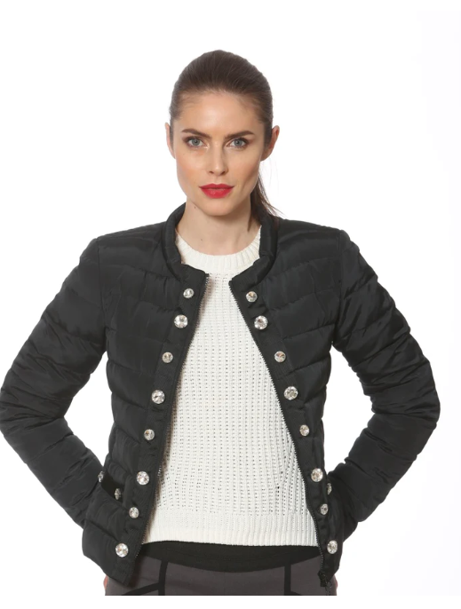 Black Puffer Jacket with Stones
