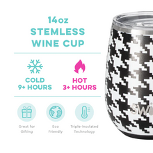 Load image into Gallery viewer, Houndstooth Stemless Wine Cup
