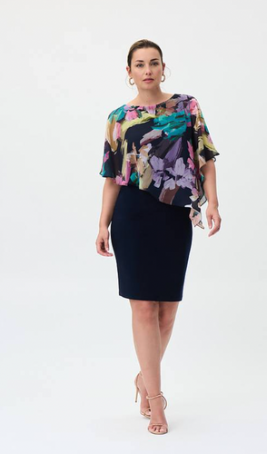 Joseph Ribkoff Floral Chiffon Overlay Dress