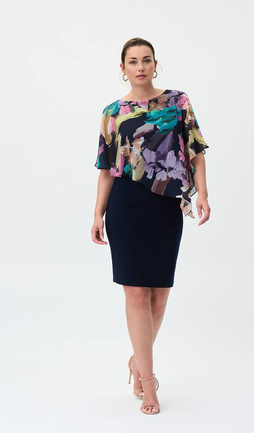 Joseph Ribkoff Floral Chiffon Overlay Dress – Modern Dress