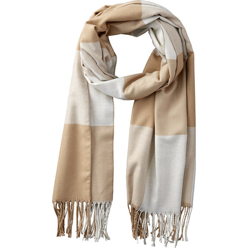 Beige/White Wool Plaid Scarf